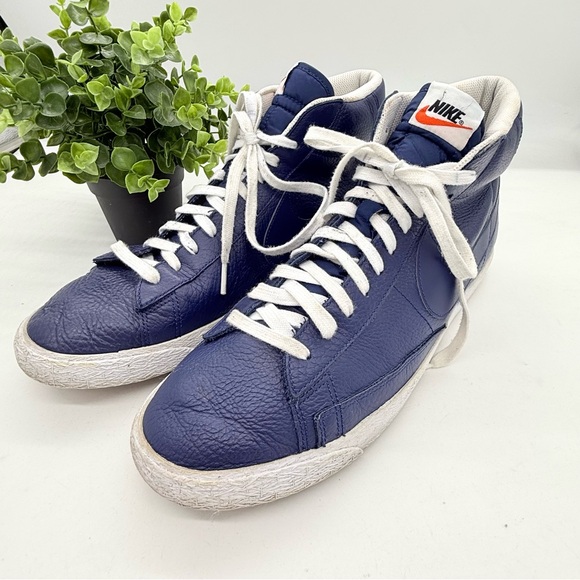 Nike Mens Blazer Mid Premium Binary Blue Lace Up Sneaker Size 13 Logo Athleisure